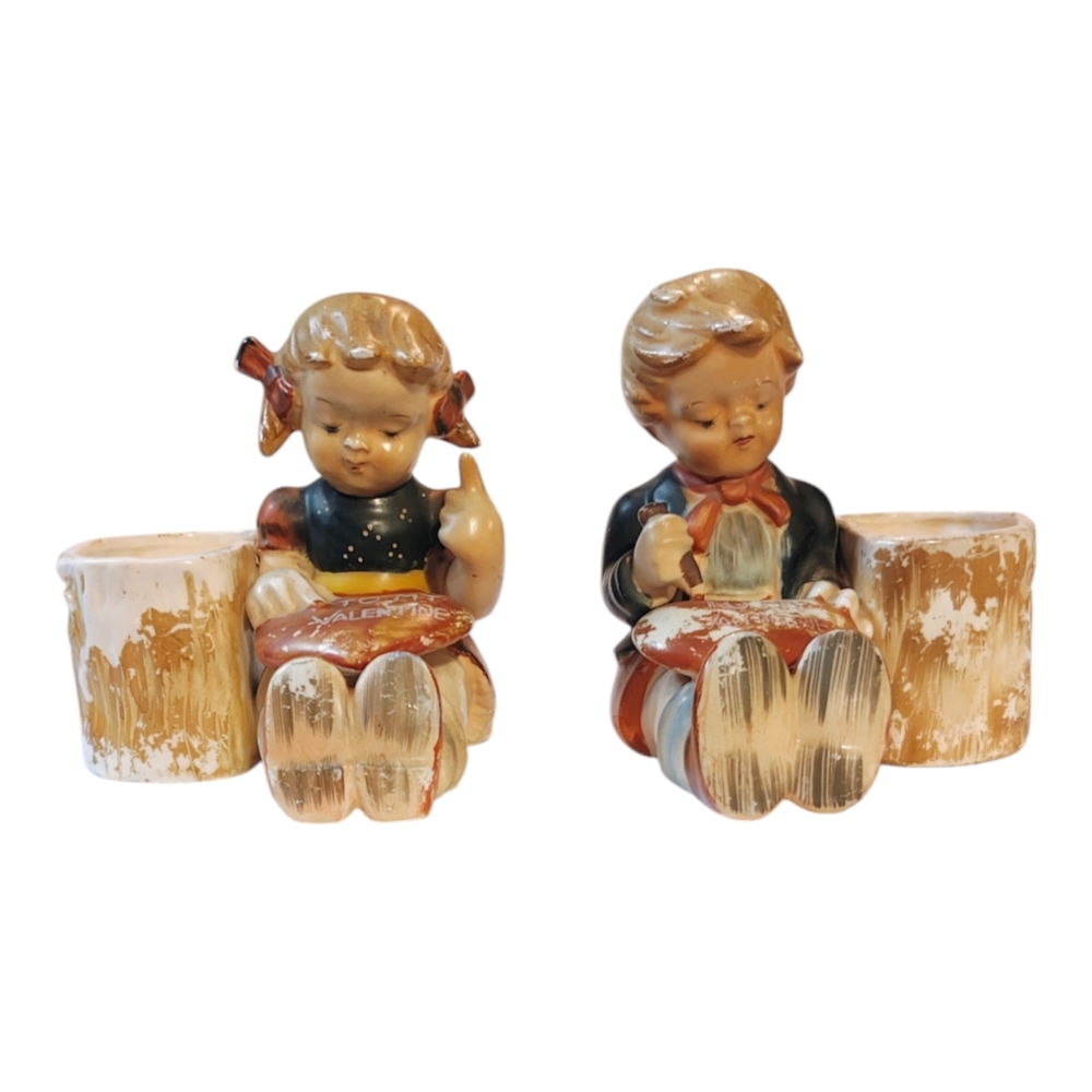 Napco National Pottery Co Cleveland OH Vintage Ceramic Pot Plant Holder Pair MCM